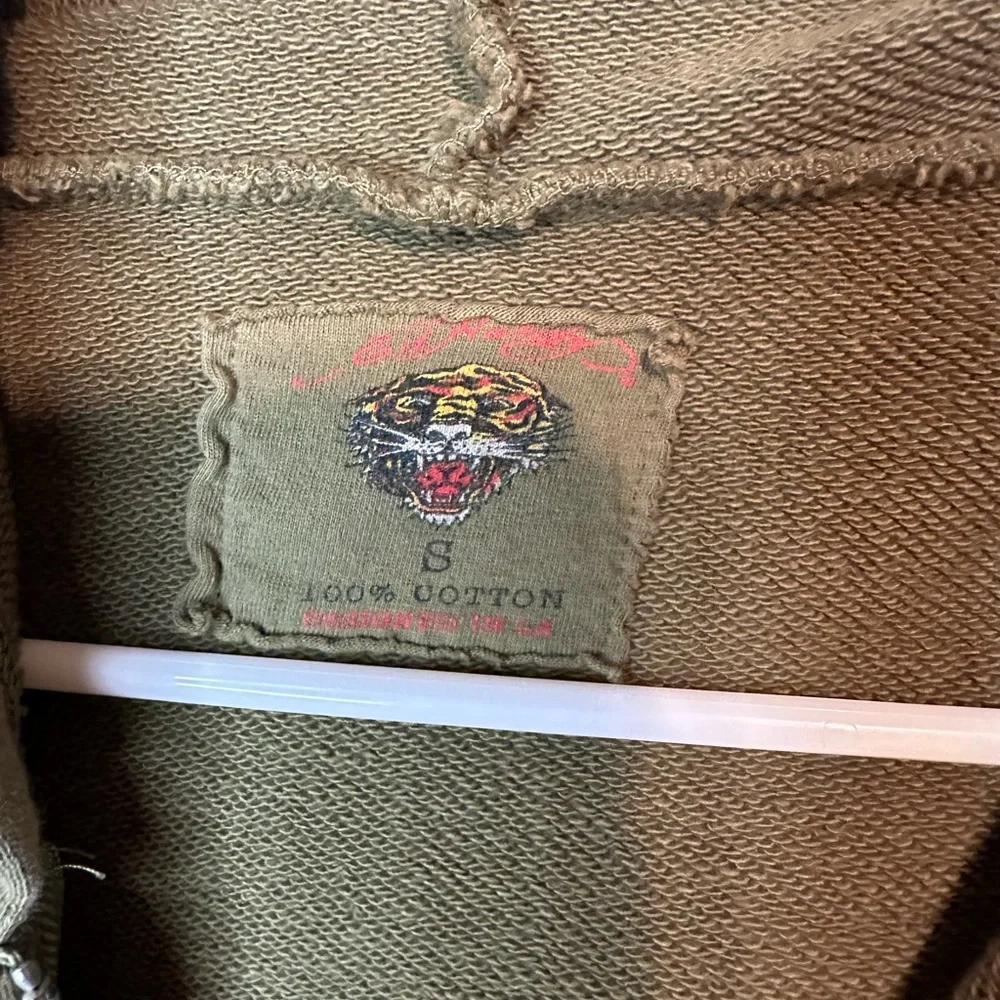 Vintage Ed Hardy Olive Green Hoodie with Black Accents - Picture 5 of 14